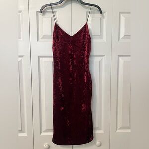 The Vintage Shop Red Crushed Vevlet Midi Dress Vintage Babydoll Y2k 90’s Medium